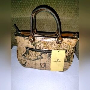 Patricia Nash European Map Print Fairford Satchel/Crossbody Handbag (NEW-NWT)